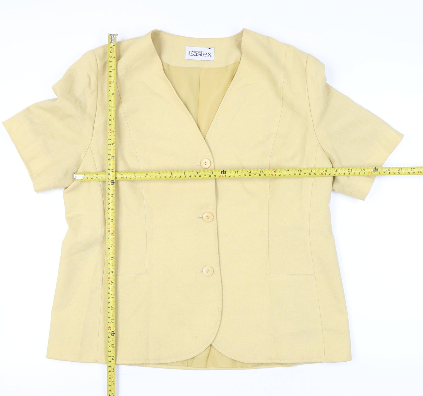 Eastex Womens Yellow Viscose Blend Suit Jacket Size 16 Short Sleeve