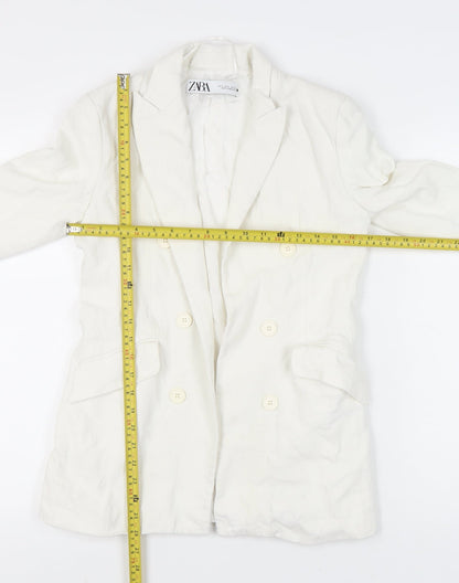 Zara Women White Size 8 Double-Breasted Blazer Jacket