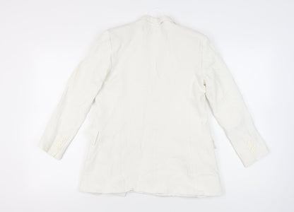 Zara Women White Size 8 Double-Breasted Blazer Jacket