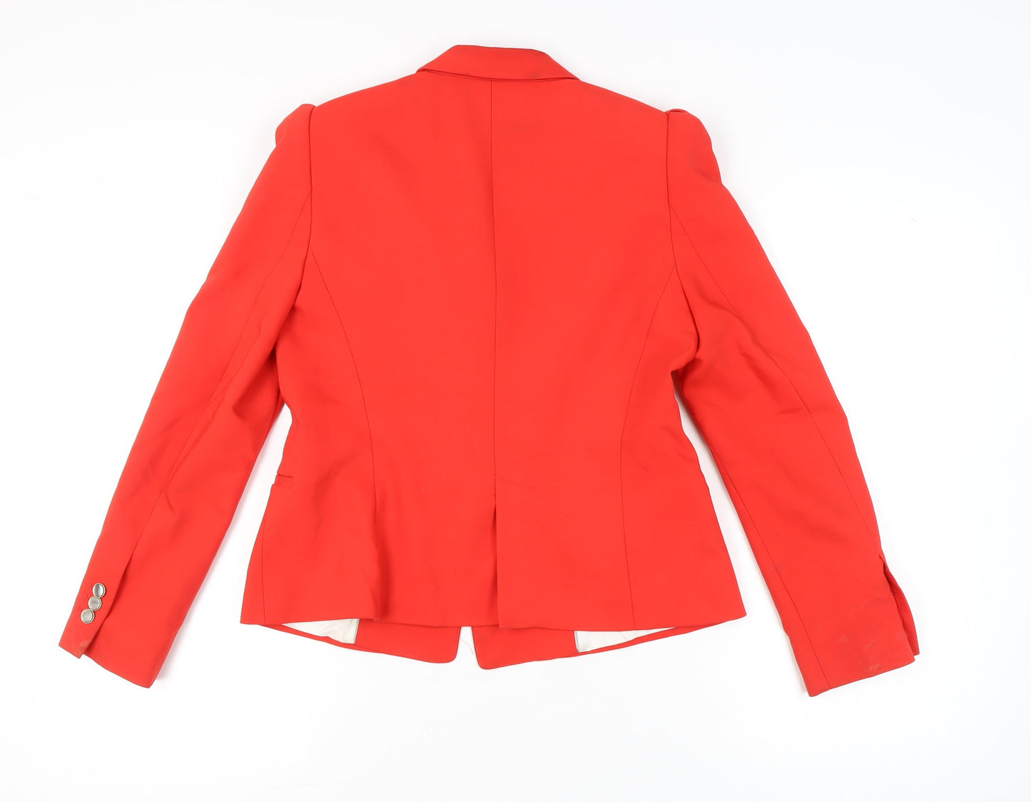 Zara Basic Women Red Blazer Jacket L Notch Lapel Tailored Workwear