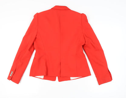 Zara Basic Women Red Blazer Jacket L Notch Lapel Tailored Workwear