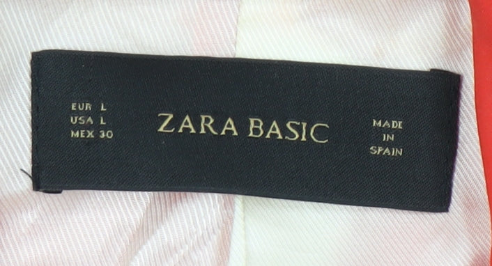 Zara Basic Women Red Blazer Jacket L Notch Lapel Tailored Workwear