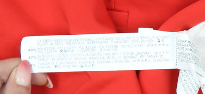 Zara Basic Women Red Blazer Jacket L Notch Lapel Tailored Workwear