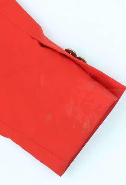 Zara Basic Women Red Blazer Jacket L Notch Lapel Tailored Workwear