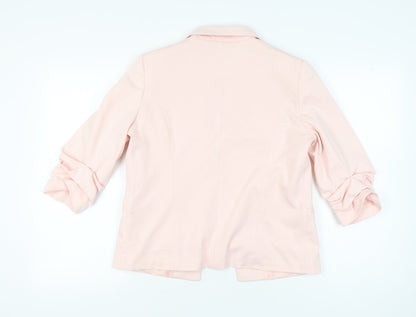 Miss Selfridge Women’s Pink Blazer UK 14 Shawl Lapel 3/4 Sleeve