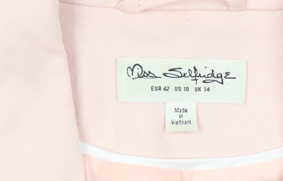 Miss Selfridge Women’s Pink Blazer UK 14 Shawl Lapel 3/4 Sleeve