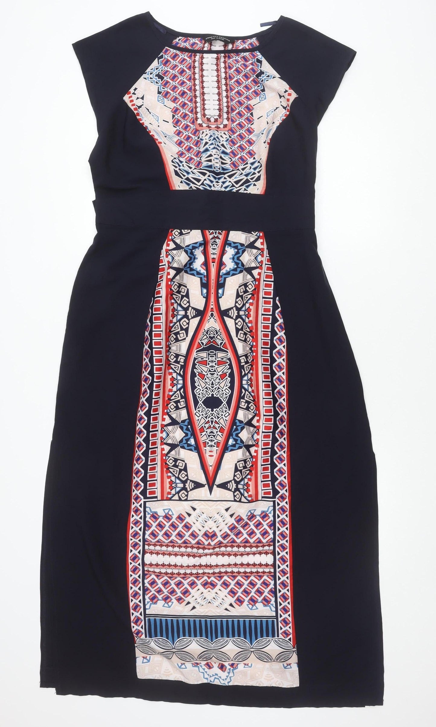 Dorothy Perkins Womens Multicoloured Size 16 Sheath Knee Length Dress