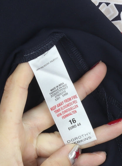 Dorothy Perkins Womens Multicoloured Size 16 Sheath Knee Length Dress