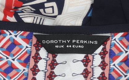 Dorothy Perkins Womens Multicoloured Size 16 Sheath Knee Length Dress