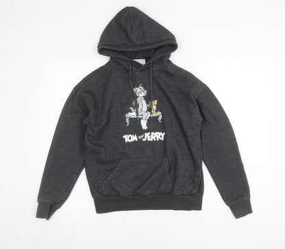 Tom and Jerry Womens Grey Pullover Hoodie 2XS Regular Fit