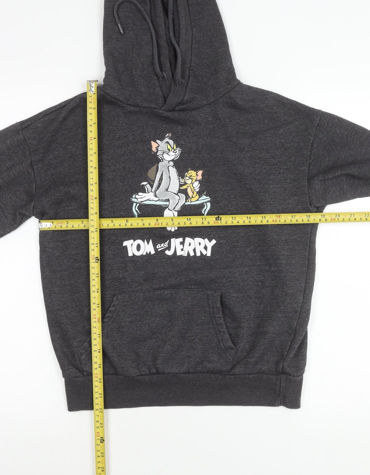 Tom and Jerry Womens Grey Pullover Hoodie 2XS Regular Fit