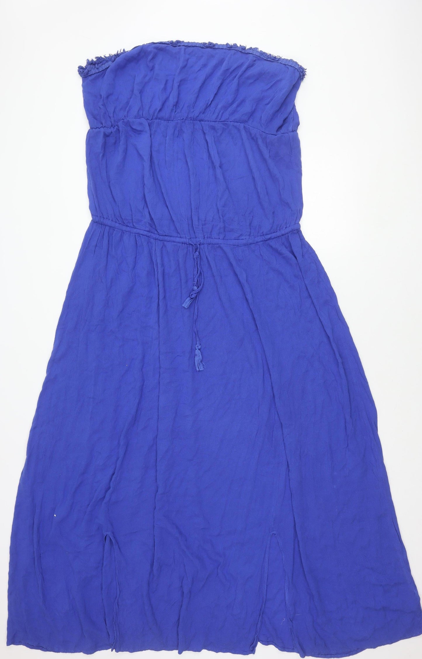 Next Women Blue Strapless Beach Dress Size 22 Viscose Summer Holiday