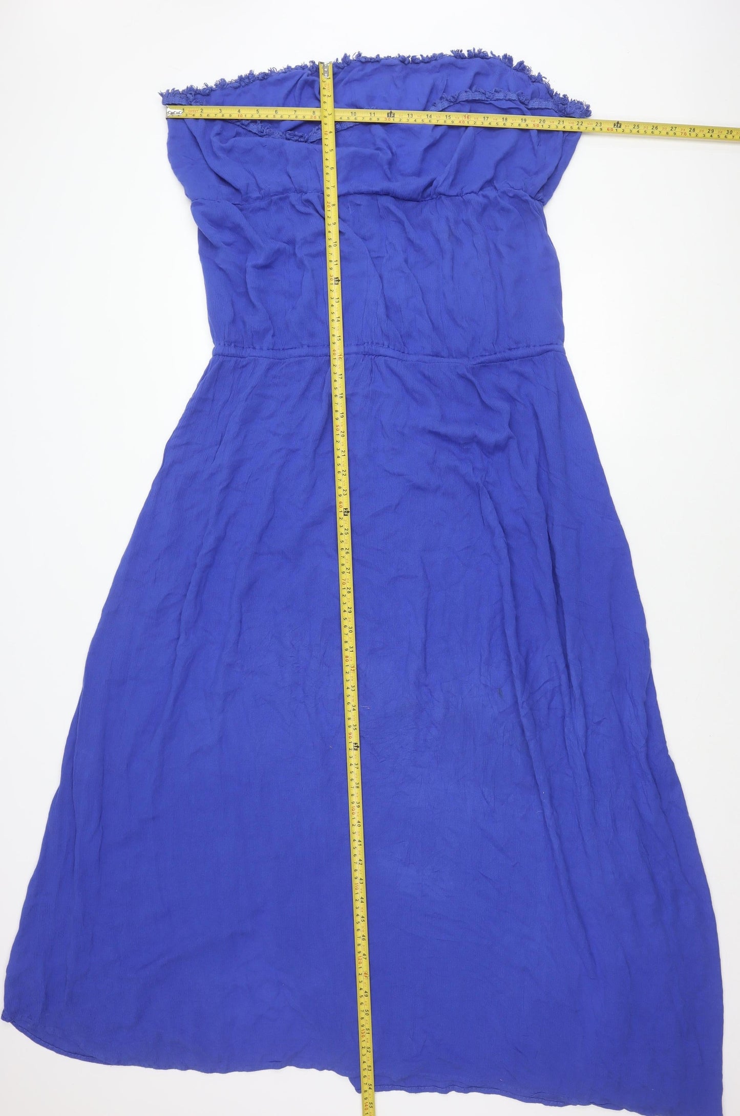 Next Women Blue Strapless Beach Dress Size 22 Viscose Summer Holiday