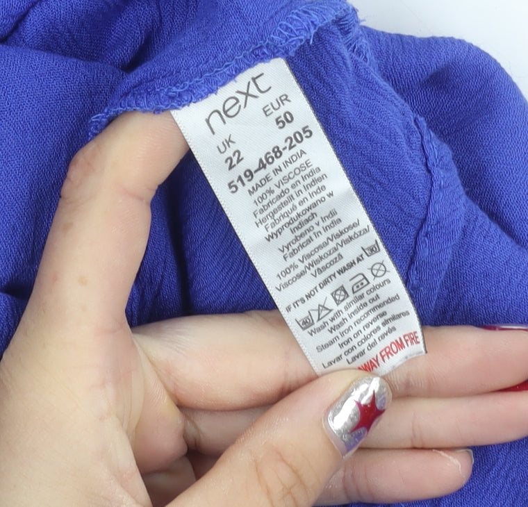 Next Women Blue Strapless Beach Dress Size 22 Viscose Summer Holiday