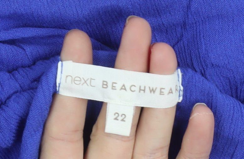 Next Women Blue Strapless Beach Dress Size 22 Viscose Summer Holiday