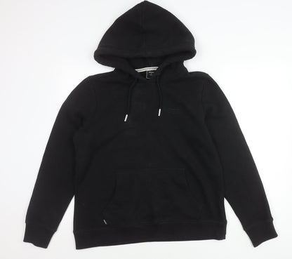 Superdry Womens Black Pullover Hoodie Size 16 Regular Fit