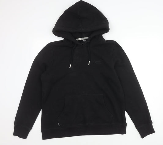 Superdry Womens Black Pullover Hoodie Size 16 Regular Fit