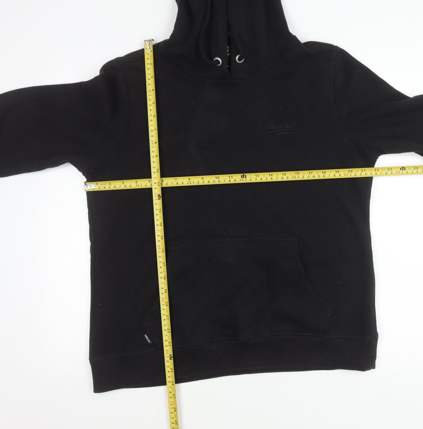 Superdry Womens Black Pullover Hoodie Size 16 Regular Fit