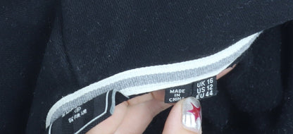 Superdry Womens Black Pullover Hoodie Size 16 Regular Fit