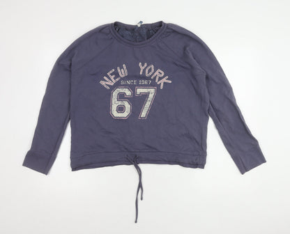 E-vie Girls Blue Pullover Sweatshirt Size 18Y Graphic Print Crew Neck