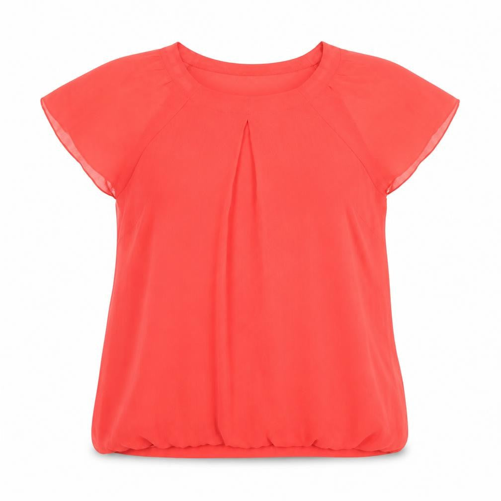 Womens UK Size 18 Papaya Red Basic Blouse