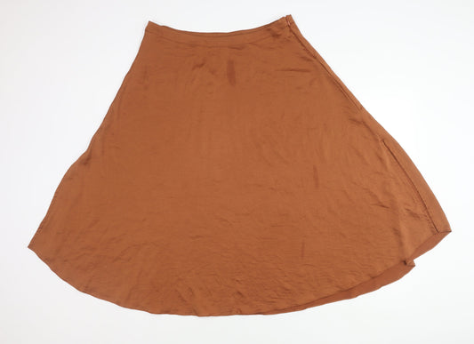 Next Women's Brown A-Line Midi Skirt Size 16 Polyester