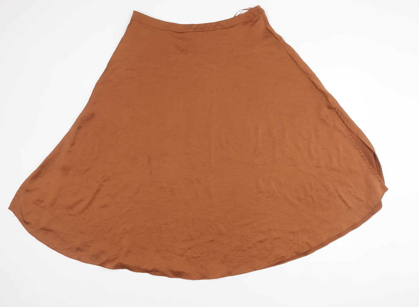 Next Women's Brown A-Line Midi Skirt Size 16 Polyester