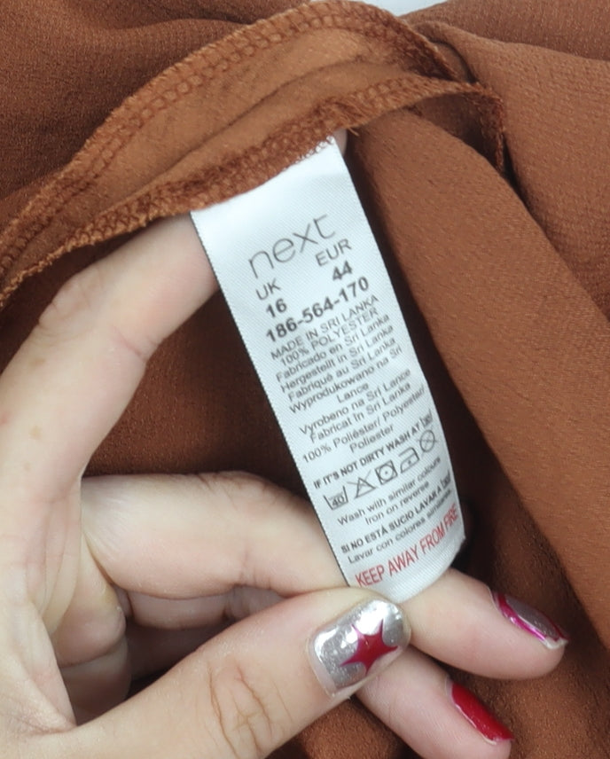 Next Women's Brown A-Line Midi Skirt Size 16 Polyester