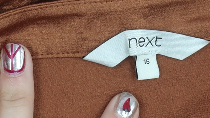 Next Women's Brown A-Line Midi Skirt Size 16 Polyester