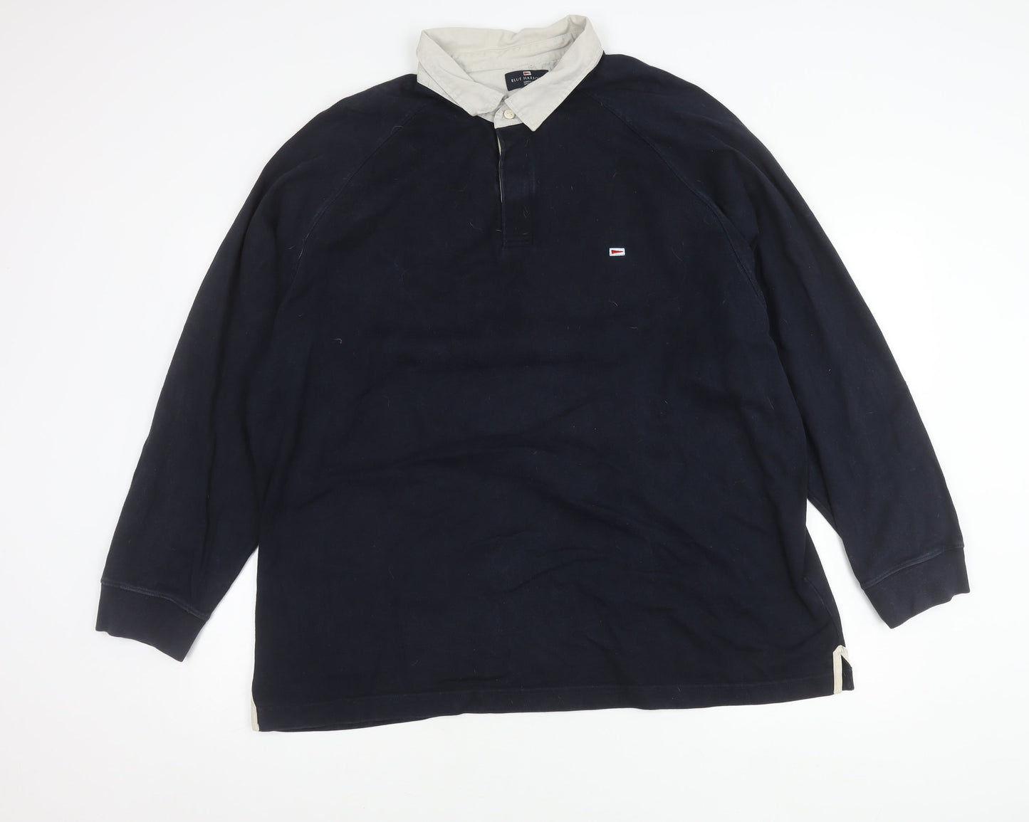 Marks and Spencer Blue Harbour Men's Navy 2XL Long Sleeve Polo Shirt Cotton