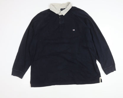 Marks and Spencer Blue Harbour Men's Navy 2XL Long Sleeve Polo Shirt Cotton
