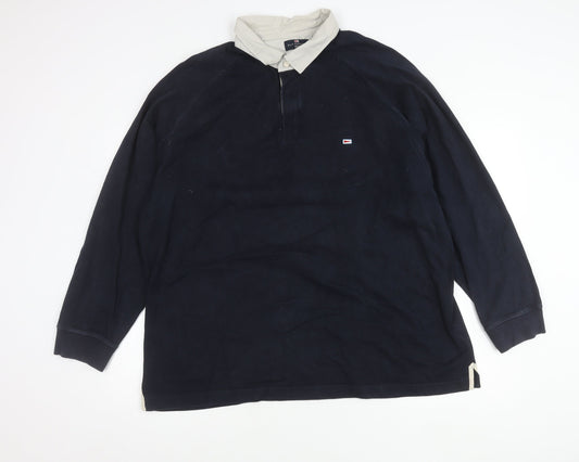 Marks and Spencer Blue Harbour Men's Navy 2XL Long Sleeve Polo Shirt Cotton