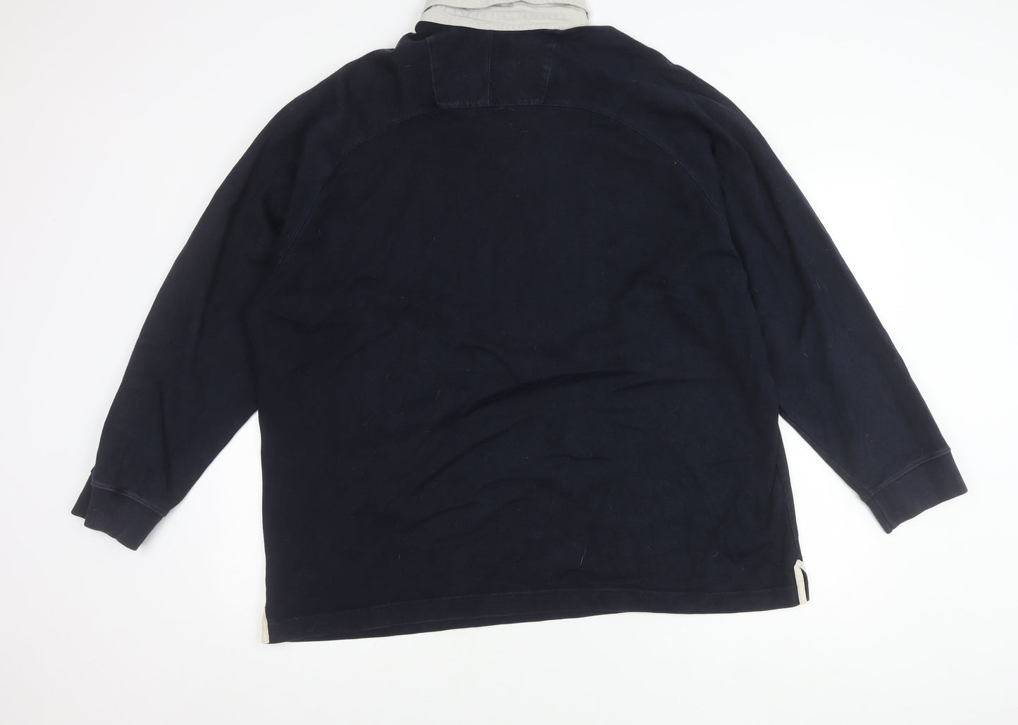 Marks and Spencer Blue Harbour Men's Navy 2XL Long Sleeve Polo Shirt Cotton