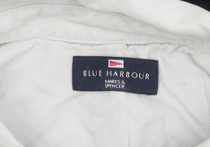 Marks and Spencer Blue Harbour Men's Navy 2XL Long Sleeve Polo Shirt Cotton