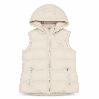 Tokyo Laundry Girls Beige Puffer Hooded Gilet Waistcoat Size 7 Years