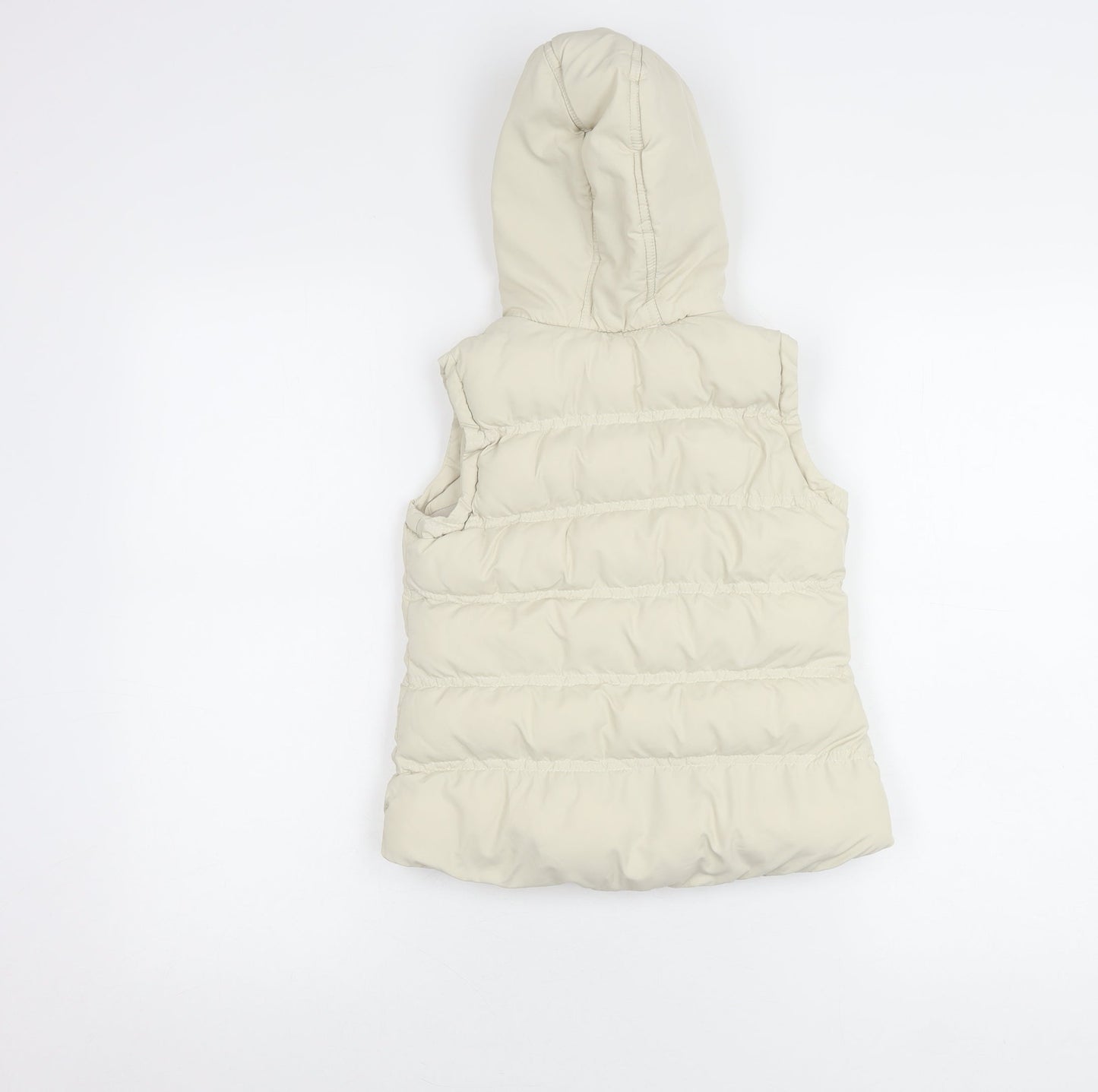 Tokyo Laundry Girls Beige Puffer Hooded Gilet Waistcoat Size 7 Years