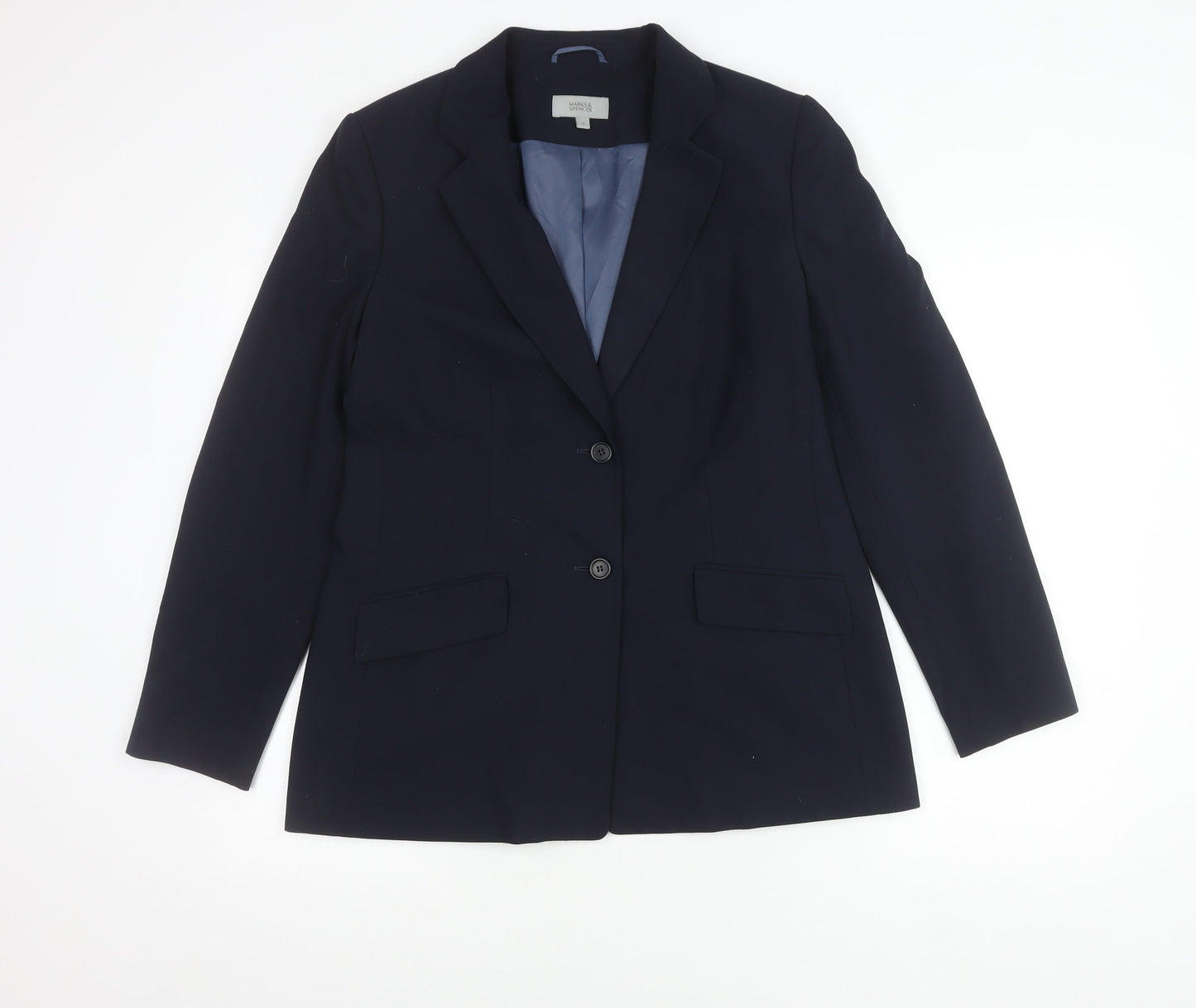 Marks and Spencer Women's Blue Size 14 Regular Fit Suit Jacket