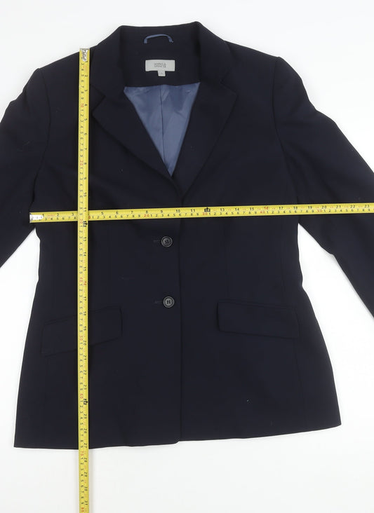 Marks and Spencer Women's Blue Size 14 Regular Fit Suit Jacket