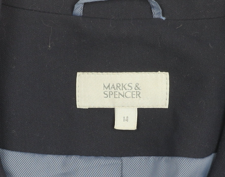 Marks and Spencer Women's Blue Size 14 Regular Fit Suit Jacket