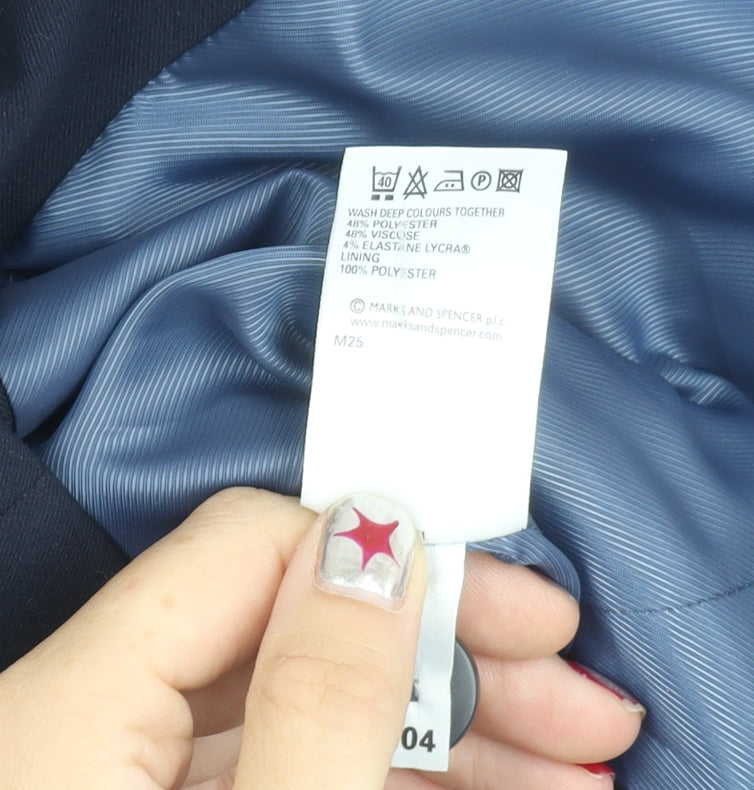 Marks and Spencer Women's Blue Size 14 Regular Fit Suit Jacket