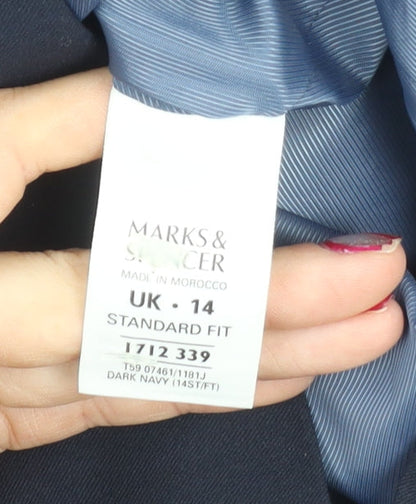 Marks and Spencer Women's Blue Size 14 Regular Fit Suit Jacket