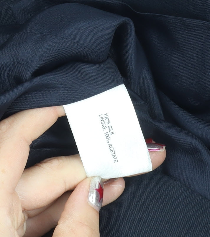 Country Casuals Women’s Blue Silk Suit Jacket Size 14 3/4 Sleeve Formal Blazer