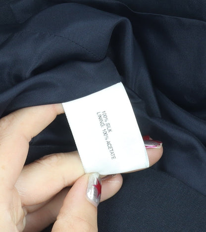 Country Casuals Women’s Blue Silk Suit Jacket Size 14 3/4 Sleeve Formal Blazer