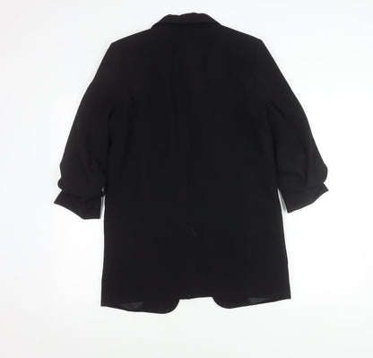 Zara Women Black Shawl Collar Blazer Jacket S Longline Tailored