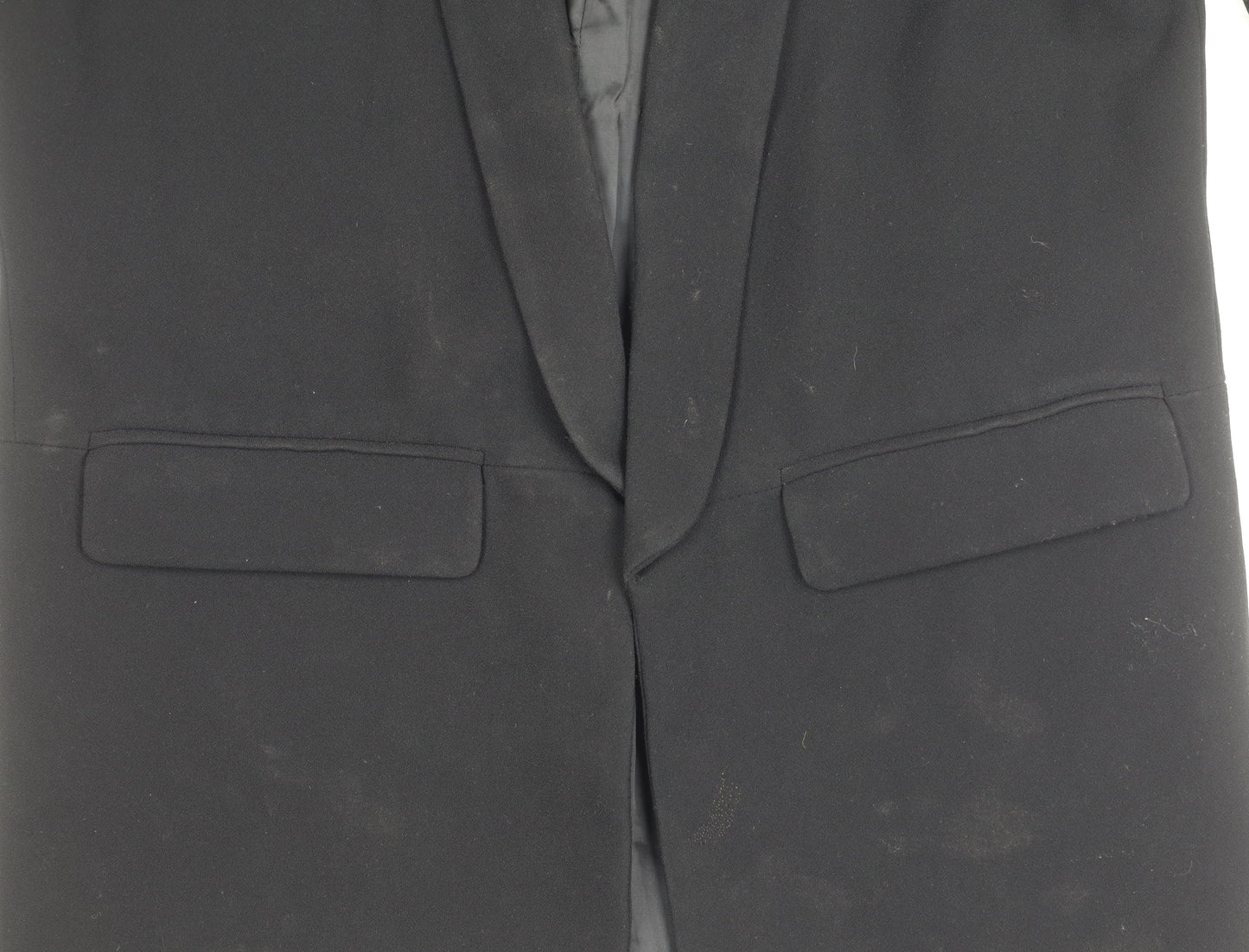 Zara Women Black Shawl Collar Blazer Jacket S Longline Tailored