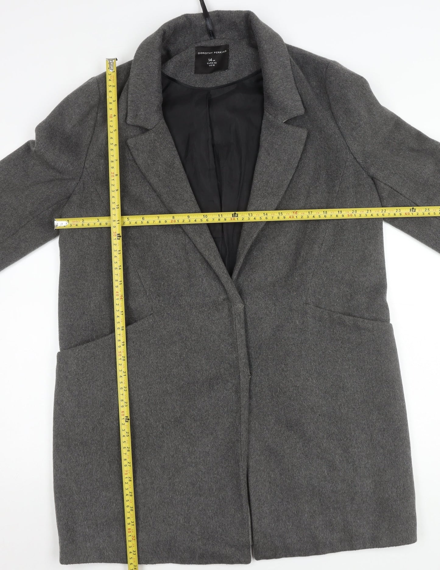 Dorothy Perkins Women’s Grey Size 14 Mid-Length Coat Workwear