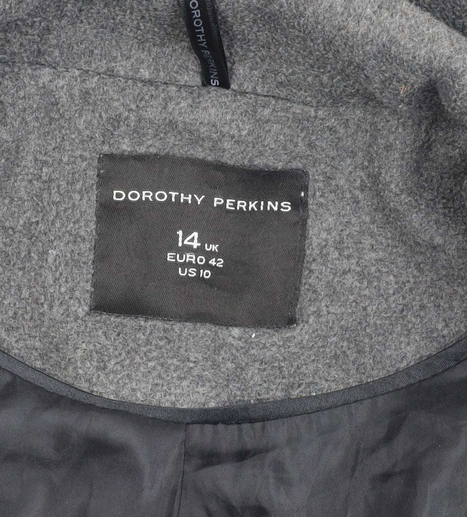 Dorothy Perkins Women’s Grey Size 14 Mid-Length Coat Workwear
