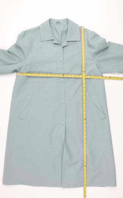 Awrayn Womens Blue Mid-Length Rain Coat Size 16 Button Up Classic