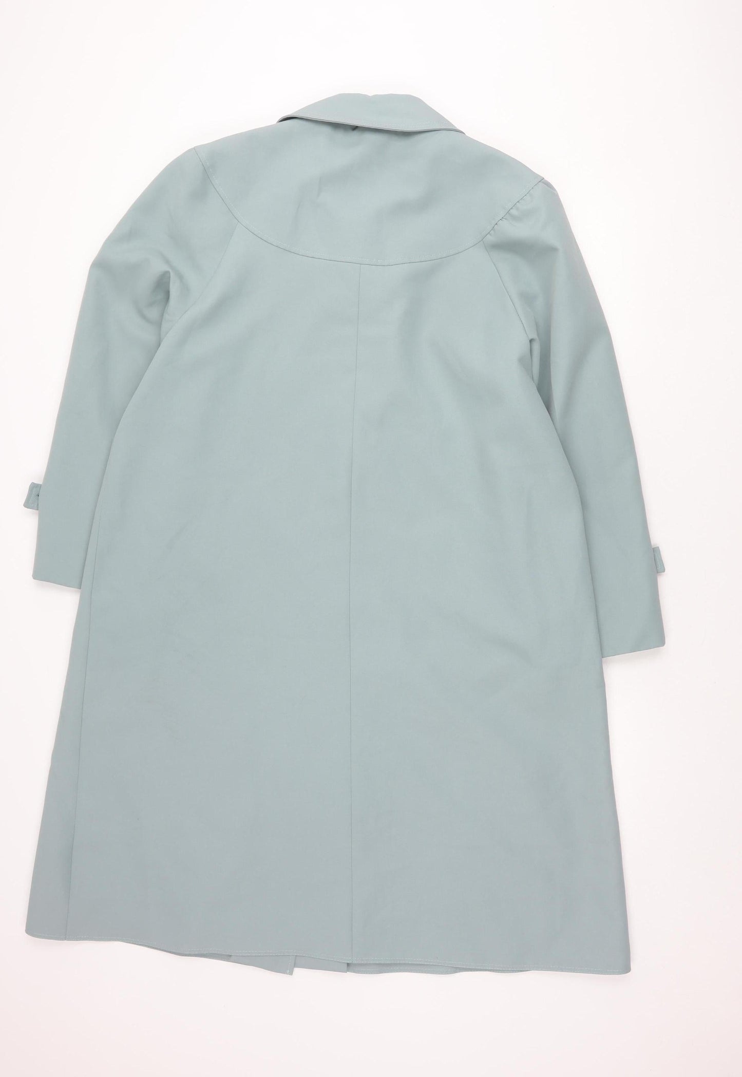 Awrayn Womens Blue Mid-Length Rain Coat Size 16 Button Up Classic