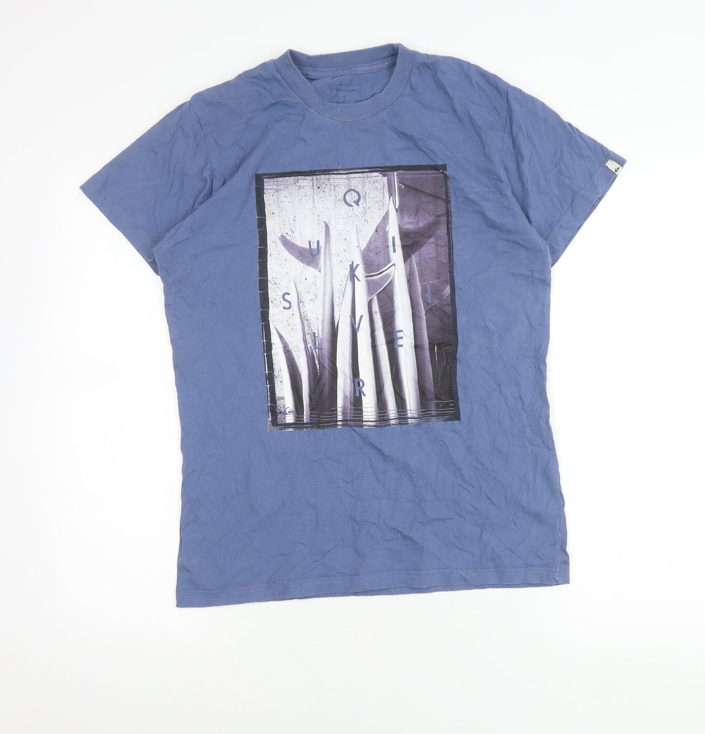 Quiksilver Men's Blue S Graphic Surf T-Shirt Cotton Crew Neck